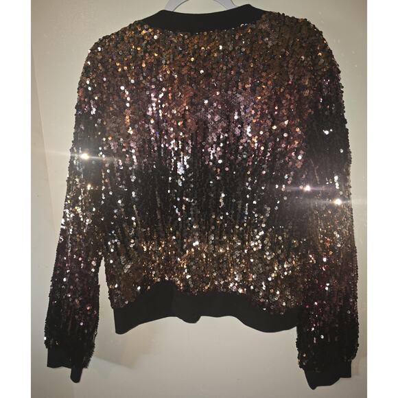 Sequin Bomber Jacket Women Forever 21 Plus Sizes 2X Black , Pink & Gold Hombre - Picture 4 of 5